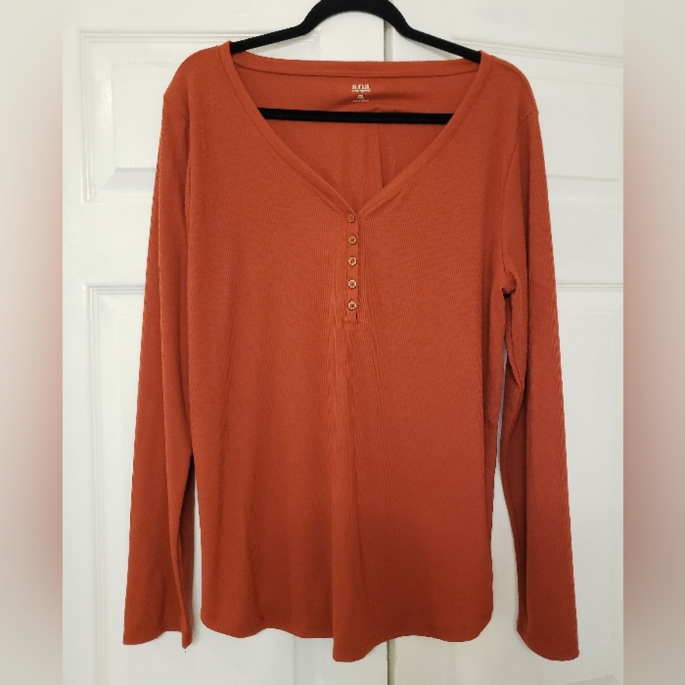 a.n.a Long Sleeve Henley Shirt